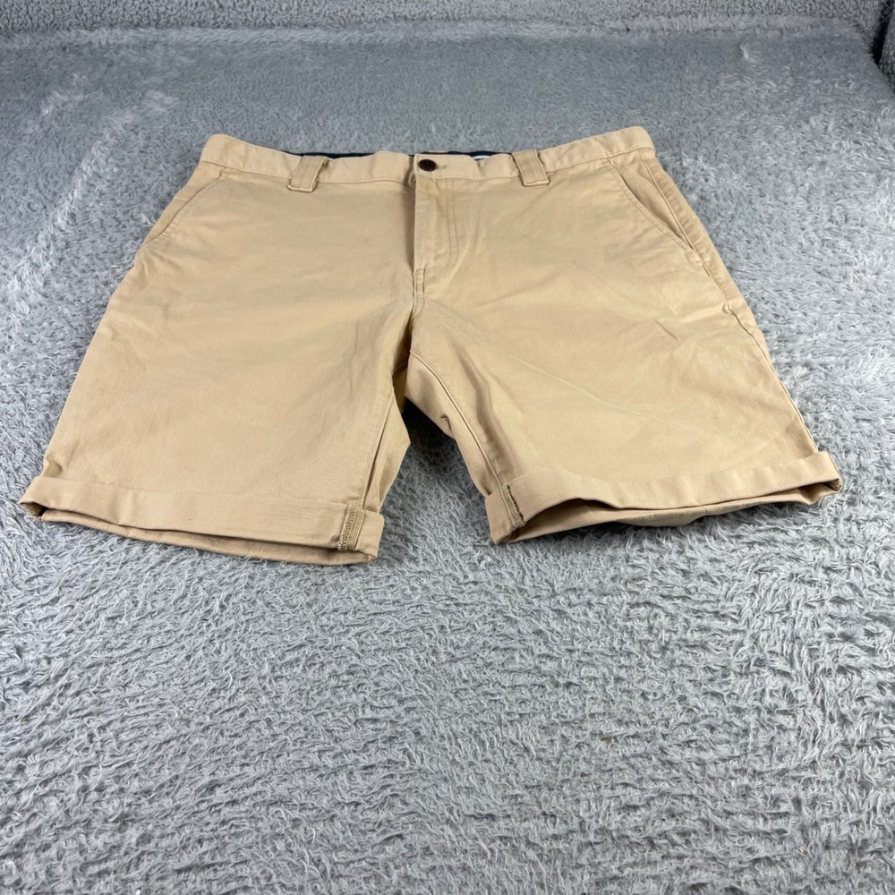 Tommy Jeans Scanton Slim Chino Shorts Mens 35 Tan Khaki Cuffed Twill DMODM13221